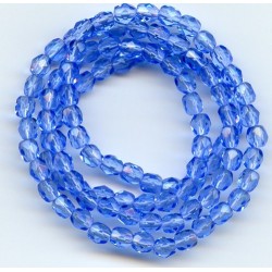 16 Inch Strand 4mm Sapphire Blue Czech Fire Polished Crystals