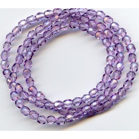 16 Inch Strand 4mm Lilac Czech Fire Polished Crystals