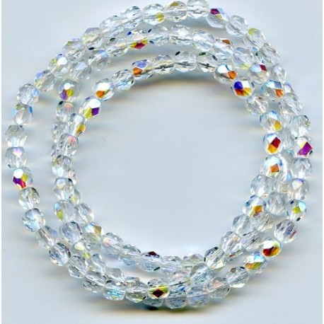 16 Inch Strand 4mm Crystal AB Czech Fire Polished Crystals