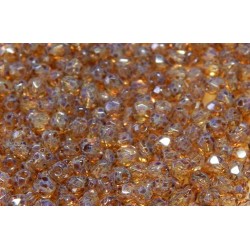 100 Pack 3mm Tortoise Gold Czech Fire Polished Crystals