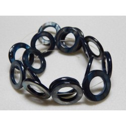 Mother Of Pearl Circle Beads 1 strand Montana Blue