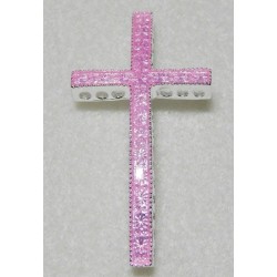 Pink Enamel Curved Cross Bead
