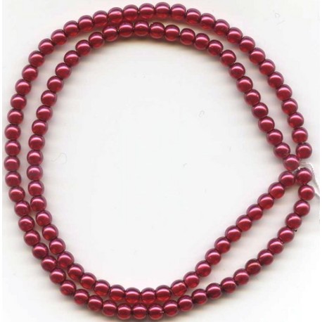 Red Czech Pressed Pearl Coated Glass Druk 4 mm Round 16 inch strand
