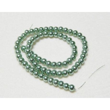 Teal Glass Pearls 6 mm Round 16 Inch Strand
