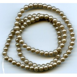 4mm Glass Pearls Dark Beige 16 Inch Strand
