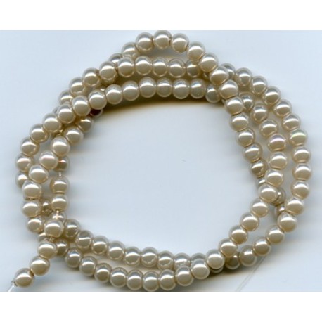 4mm Glass Pearls Beige 16 Inch Strand