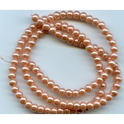 4mm Glass Pearls Dark Peach 16 Inch Strand