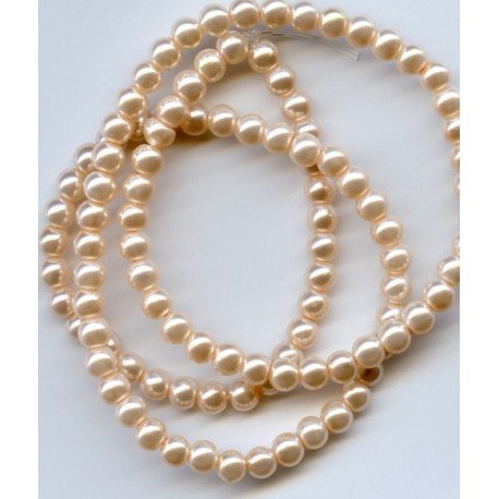 4mm Glass Pearls  Peach 16 Inch Strand