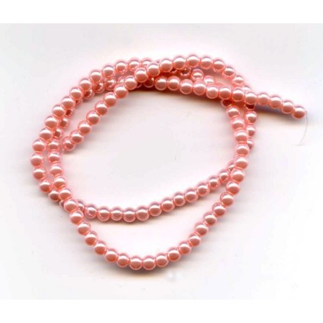 4mm Glass Pearls  Pink 16 Inch Strand