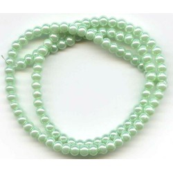 4mm Glass Pearls Mint 16 Inch Strand