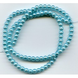 4mm Glass Pearls Turquoise Blue 16 Inch Strand
