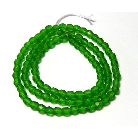 16 Inch Strand 4mm Matte Apple Green Czech Fire Polished Crystals