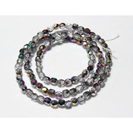 16 Inch Strand 4mm Clear Vitrail Czech Fire Polished Crystals