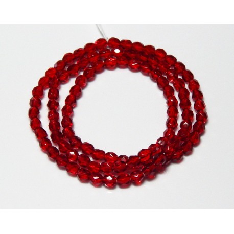 16 Inch Strand 4mm Ruby Red Czech Fire Polished Crystals