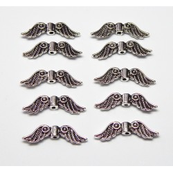 23x6 mm Silver Finished Pewter Double Sided Angel Wings