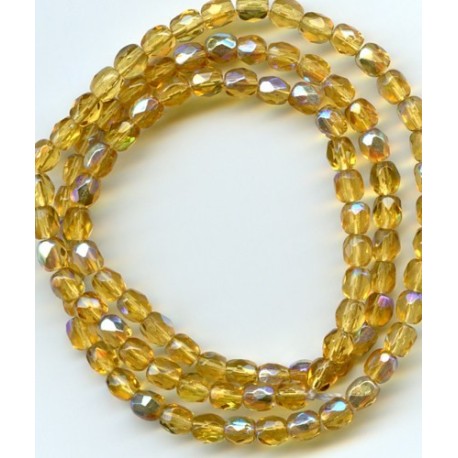 16 Inch Strand 4mm Topaz AB Czech Fire Polished Crystals