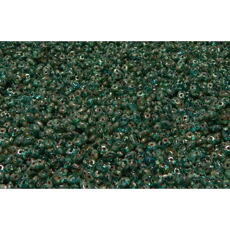 12 Grams Aqua Picasso Super Duo Beads