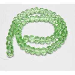8x6 mm  Faceted Pale Green Glass Rondelle  14 inch Strand