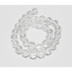 10 mm Faceted Round Clear Glass Beads 14 Inch Strand