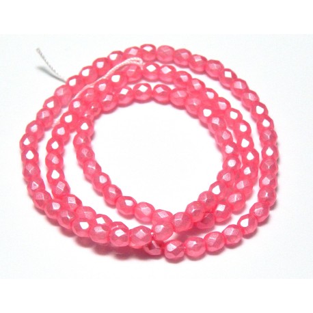 16 Inch Strand 4mm Dipped Decor Pearlescent Lt. Pink  Czech Fire Polished Crystals