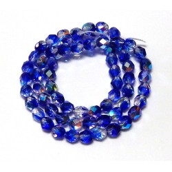 16 Inch Strand 6mm Crystal/Dark Blue AB Czech Fire Polished Crystals
