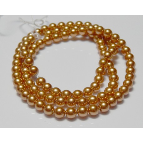 4mm Glass Pearls Gold 16 Inch Strand