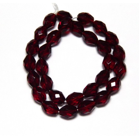 7x9 mm Dark Ruby Faceted Czech Fire Polished Crystals Approx 30 per strand
