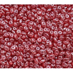12 Grams Ruby White Luster Super Duo Beads