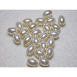 8x6 mm Ivory  Glass Pearl Oval ( Qty 24 ) 