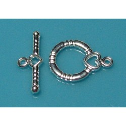 14 x 13 mm Round Toggle Clasp with Hearts