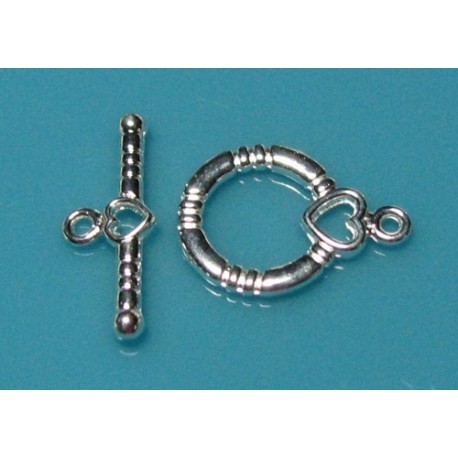 14 x 13 mm Round Toggle Clasp with Hearts