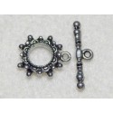13 mm Studded Round Antiqued Pewter Toggle Clasp