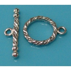 15 mm Round Rope Design Antiqued Pewter Toggle Clasp