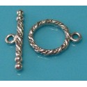 15 mm Round Rope Design Antiqued Pewter Toggle Clasp