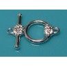 14 mm Round with Flower Ring Toggle Clasp Silver Plated
